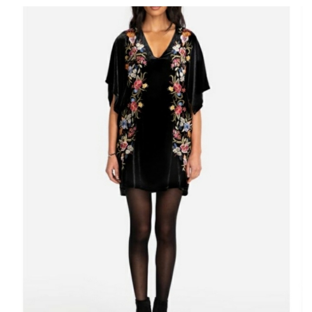 Johnny was velvet embroidered isla silk blend dress